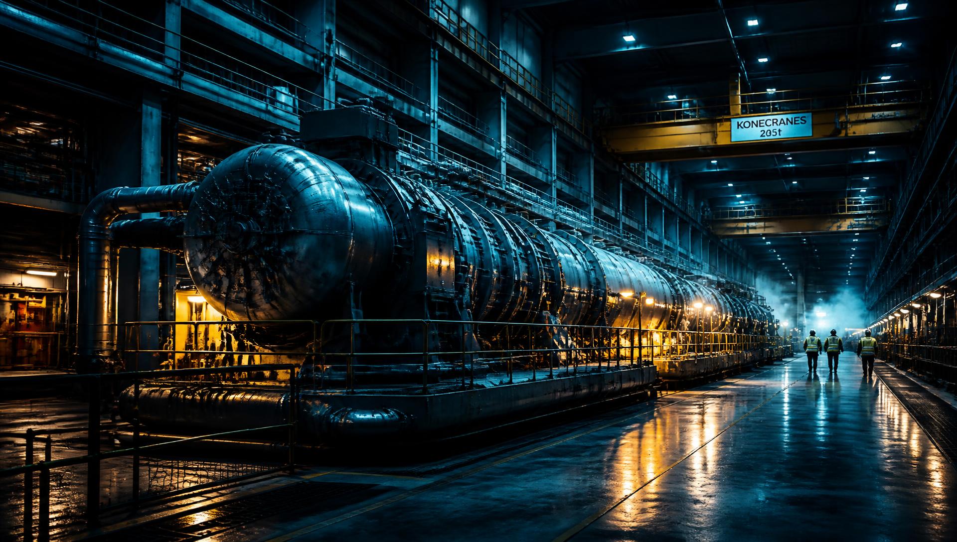 Turbine hall inside a power generation plant
